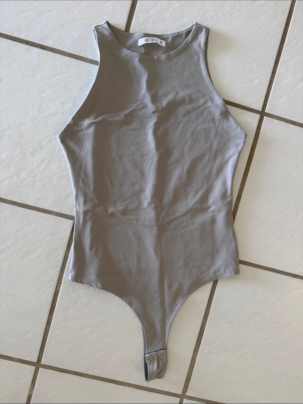 ReoRia Gray High-Neck Sleeveless Bodysuit